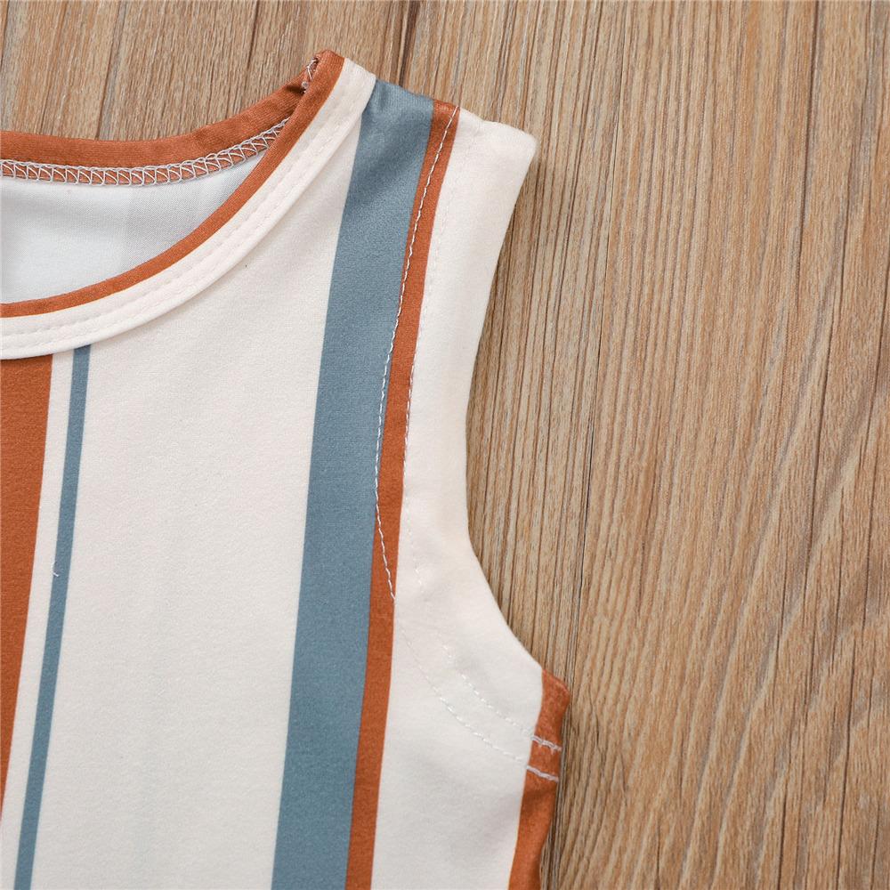 Baby Girls Striped Sleeveless Pocket Dress Wholesale Baby Clothes