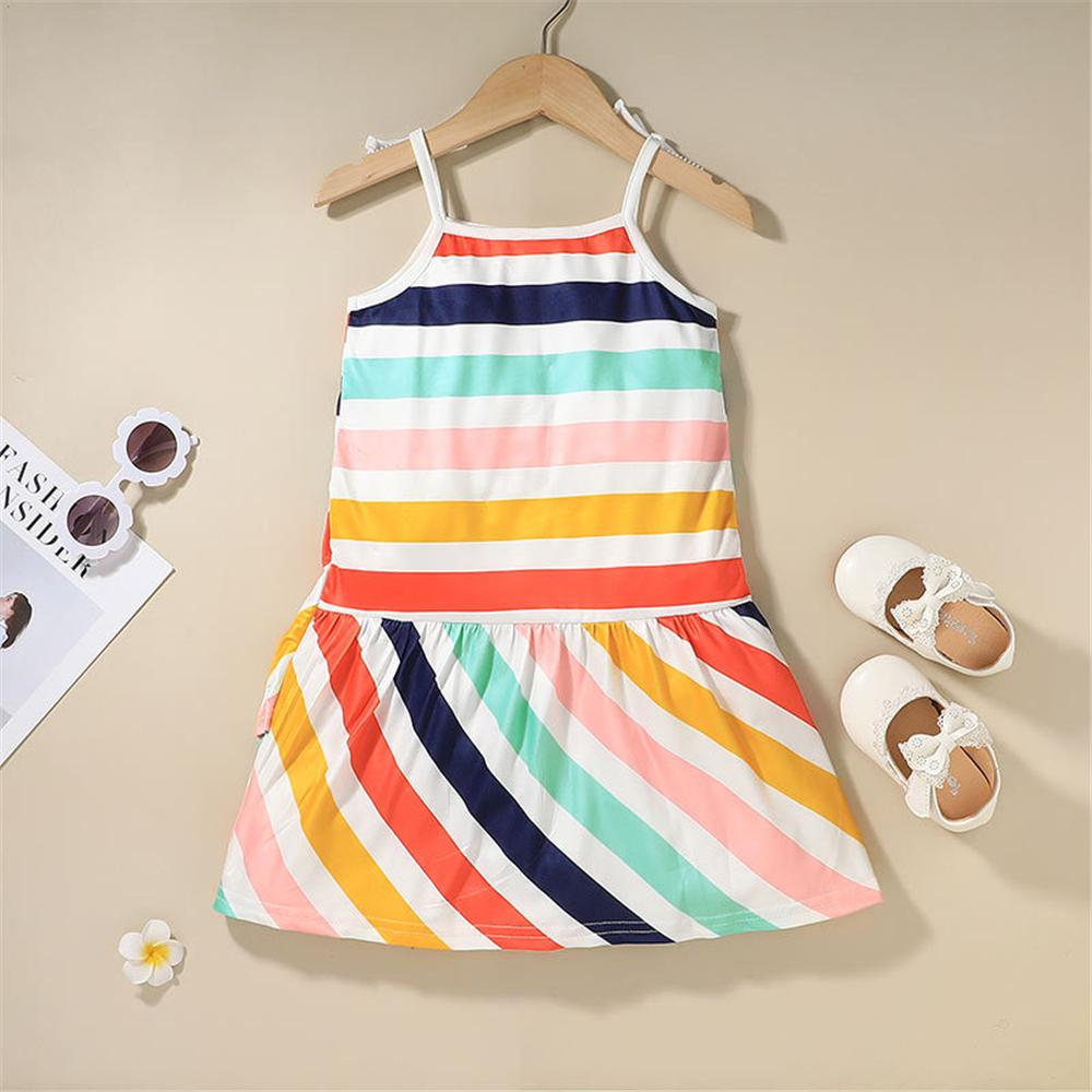 Girls Striped Sling Dresses kids clothing wholesale