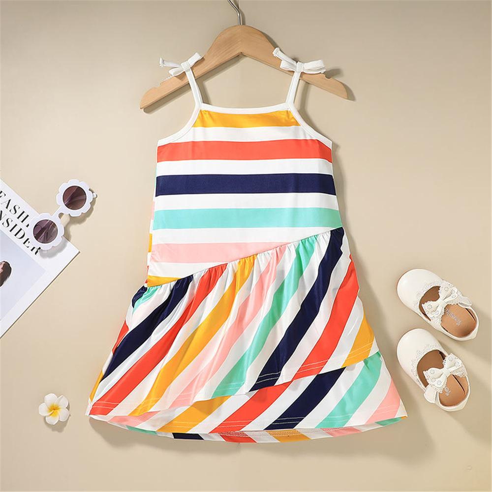 Girls Striped Sling Dresses kids clothing wholesale