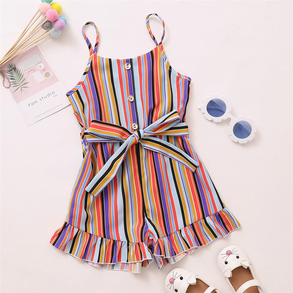 Girls Striped Sling Suspender Jumpsuit kids clothing wholesale