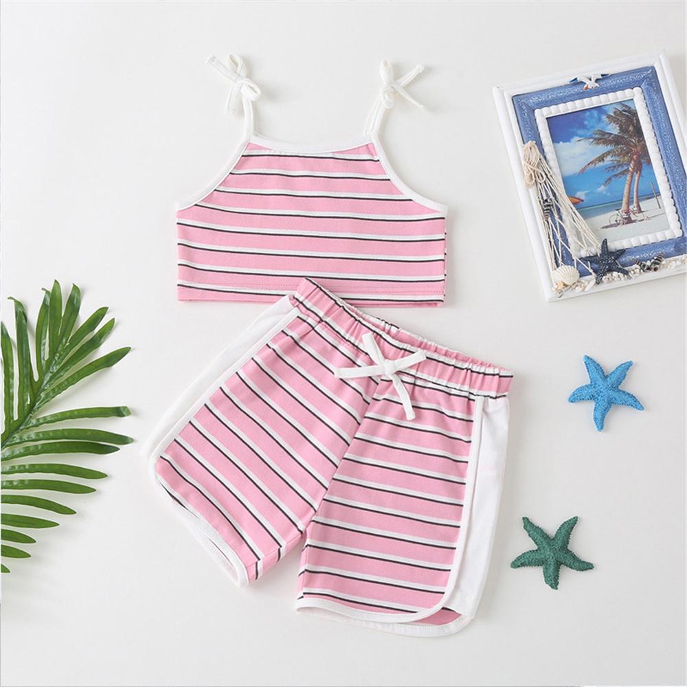 Girls Striped Sling Top & Shorts kids clothing wholesale