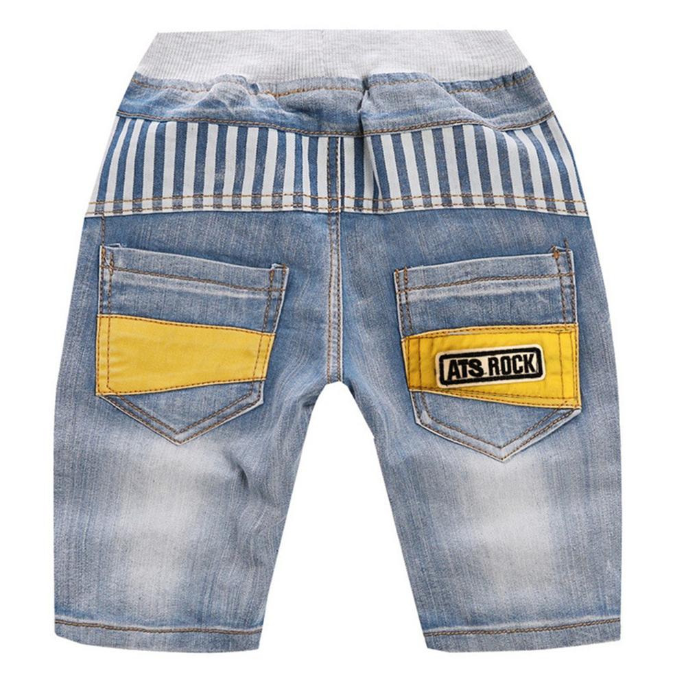 Boys Striped Splicing Casual Denim Shorts wholesale childrens clothing