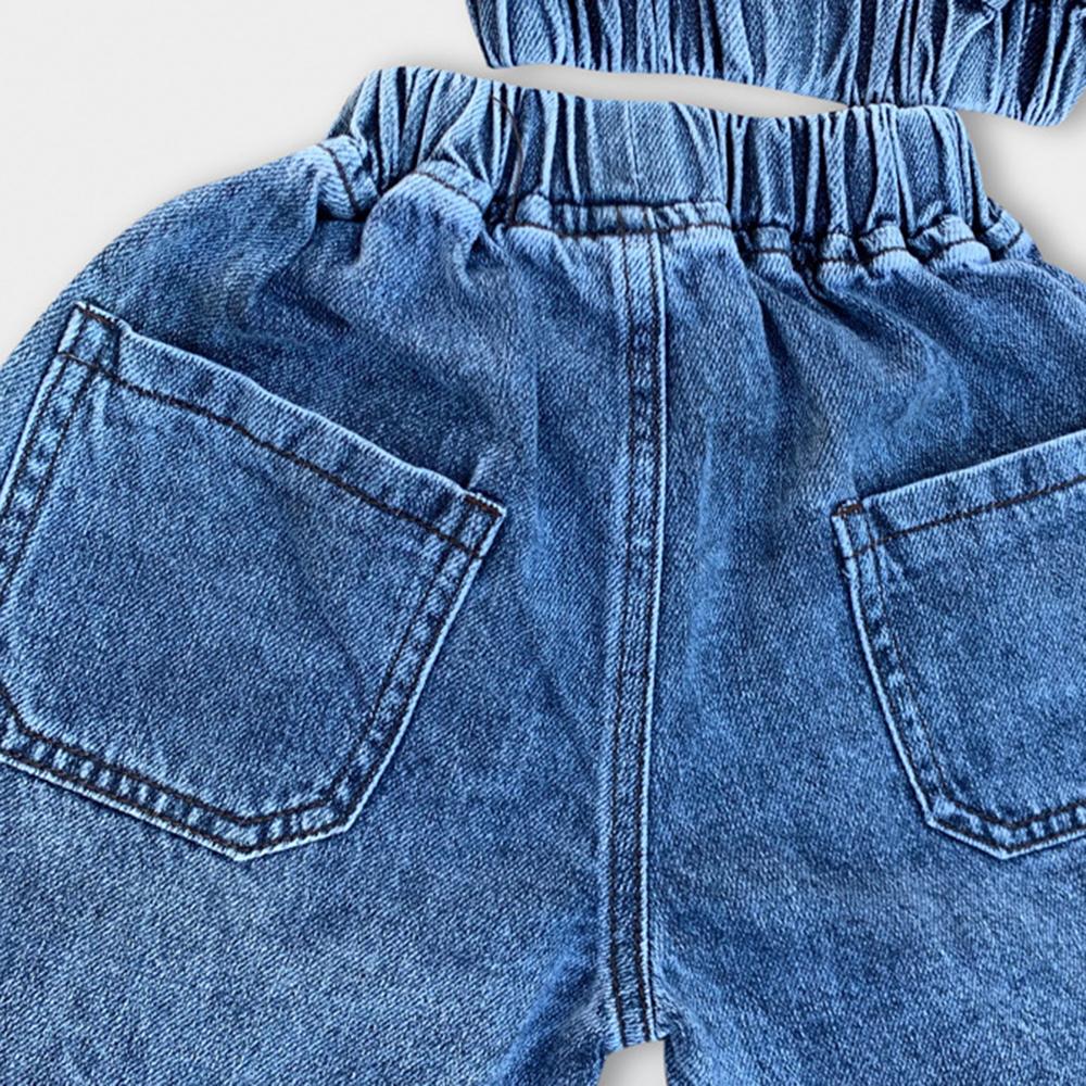 Unisex Striped Splicing Pocket Fashion Jeans trendy kids wholesale clothing