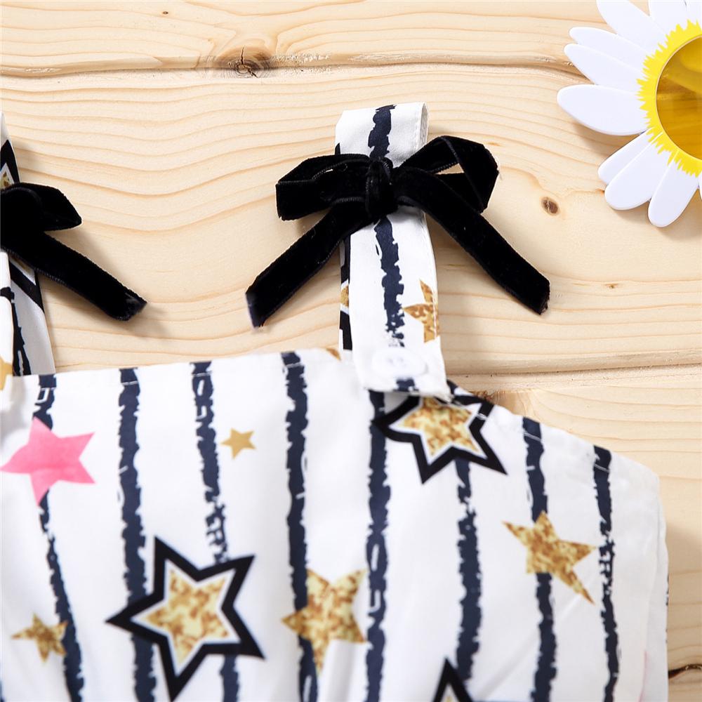 Girls Striped Star Printed Princess Suspender Dress kids wholesale clothing