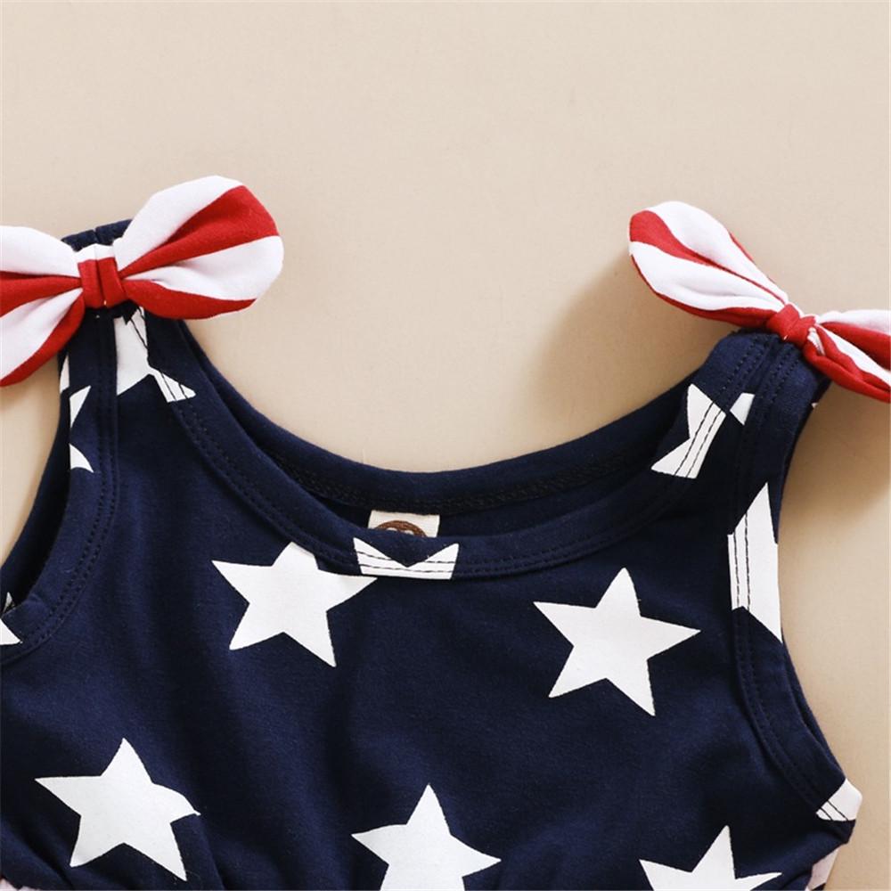 Girls Striped Star Sling Bow Dress wholesale childrens clothing