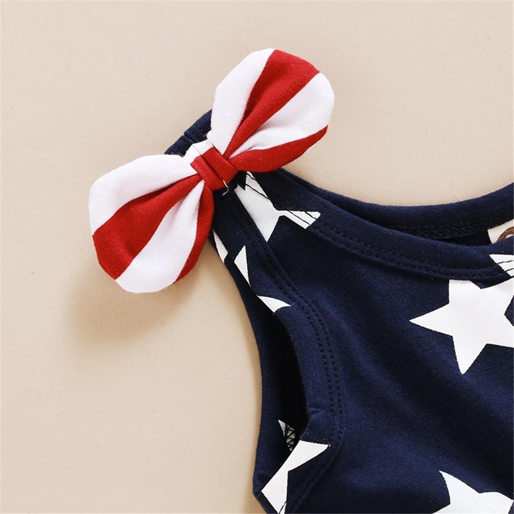 Girls Striped Star Sling Bow Dress wholesale childrens clothing