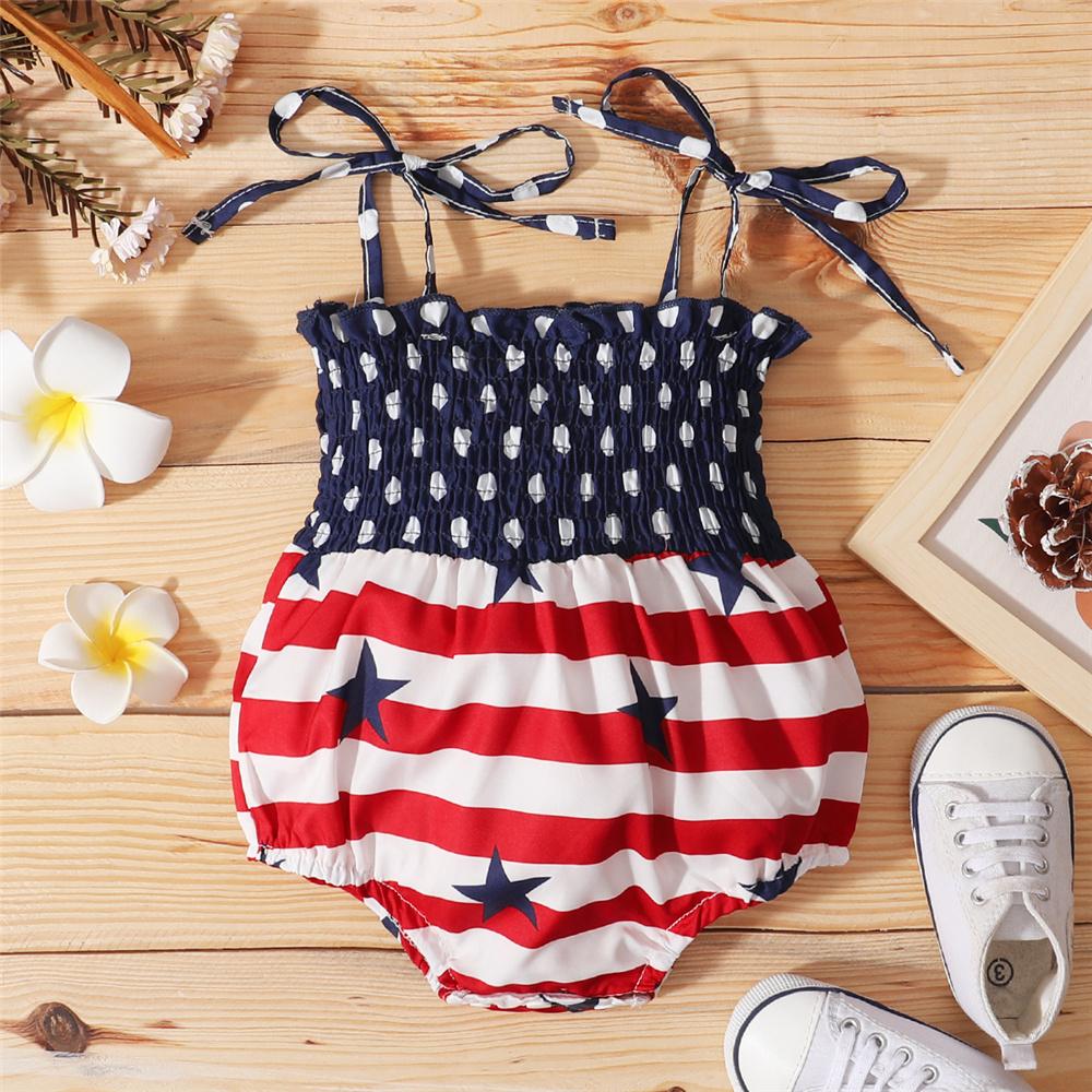 Baby Girls Striped Star Sling Romper baby wholesale vendors