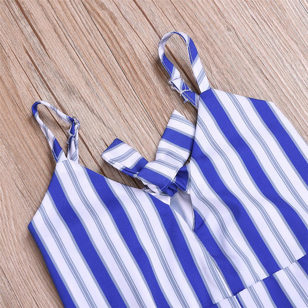 Girls Striped V-Neck Sling Jumpsuit trendy kids wholesale clothing