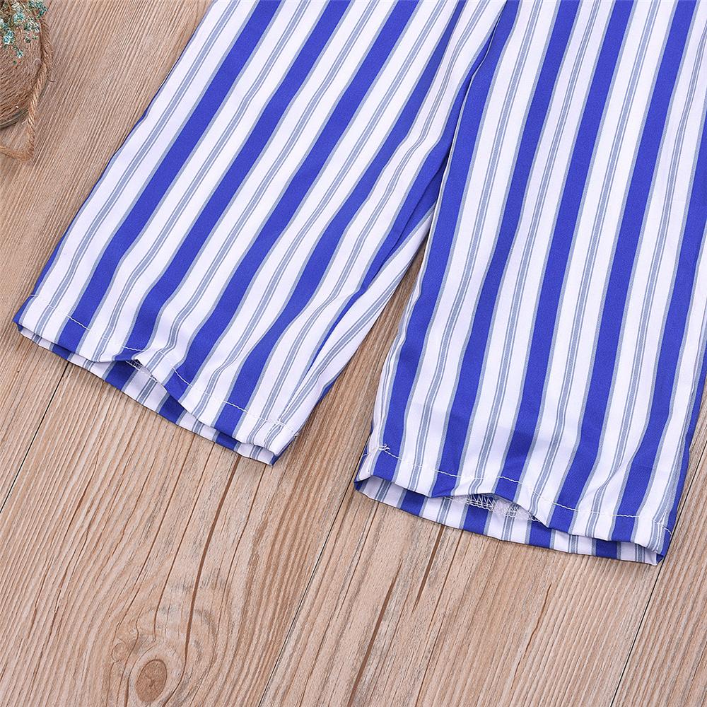 Girls Striped V-Neck Sling Jumpsuit trendy kids wholesale clothing