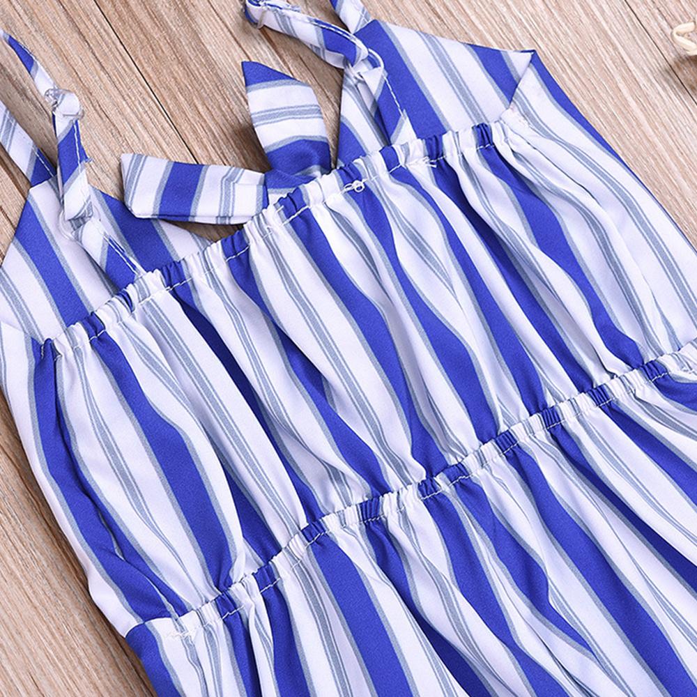 Girls Striped V-Neck Sling Jumpsuit trendy kids wholesale clothing