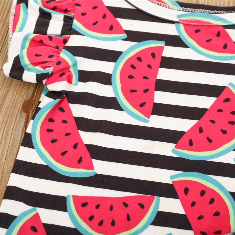 Girls Striped Watermelon Printed Short Sleeve Top & Shorts kids wholesale clothing