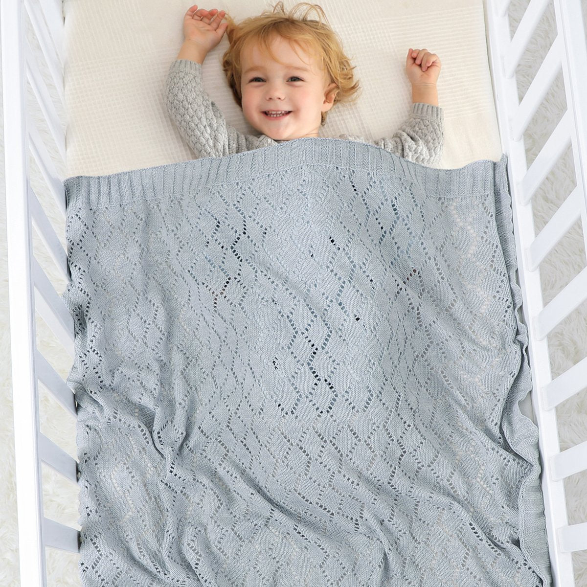 Summer Baby Blanket For Boys And Girls Knitted Hollow Blanket Baby Windproof Cover Wholesale Baby