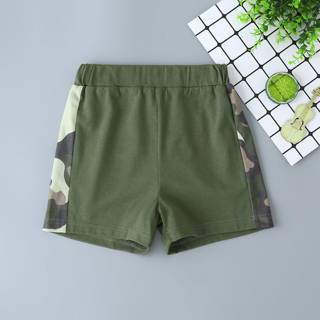 Summer Boy Suit Cross-Border Children'S Clothing Boy Scout Green Short-Sleeved T-Shirt + Shorts Two-Piece Suit Boy Clothing Wholesale