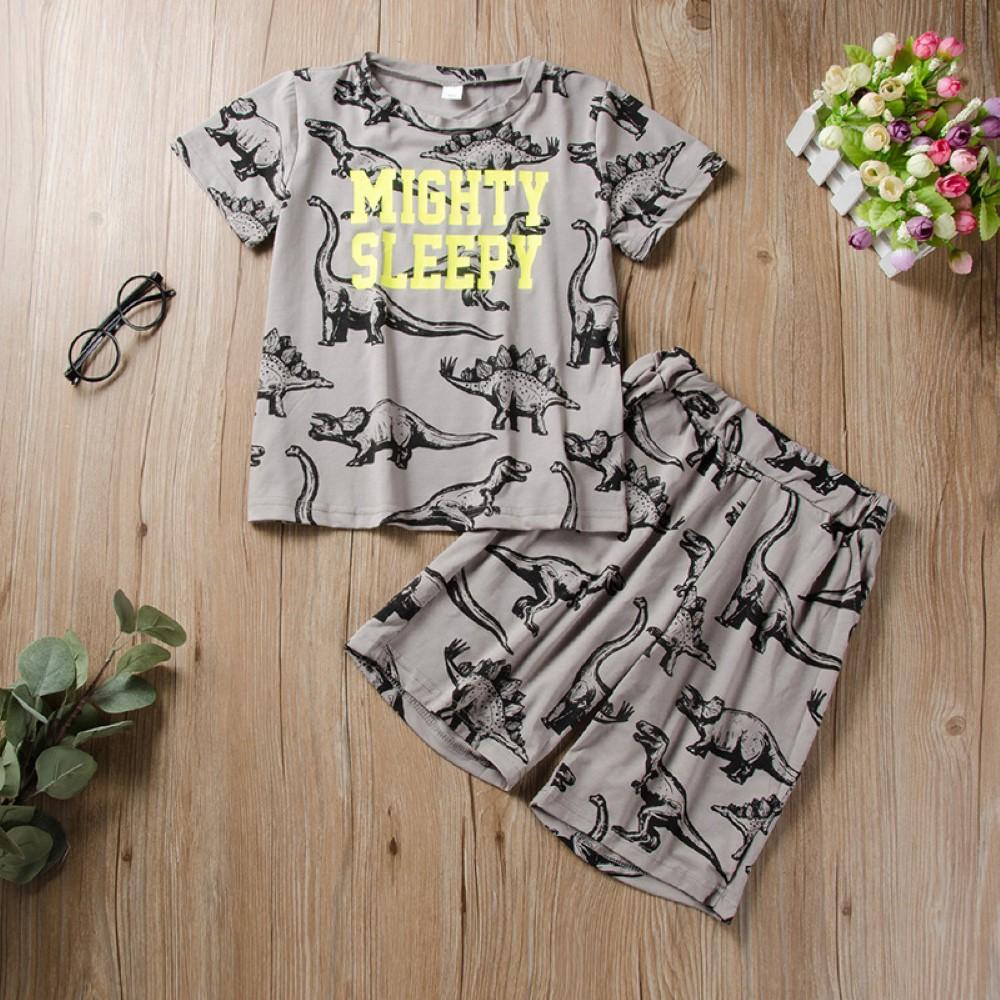 Boys Summer Boys' Letter Dinosaur Print T-Shirt & Shorts Boys Wholesale Clothing