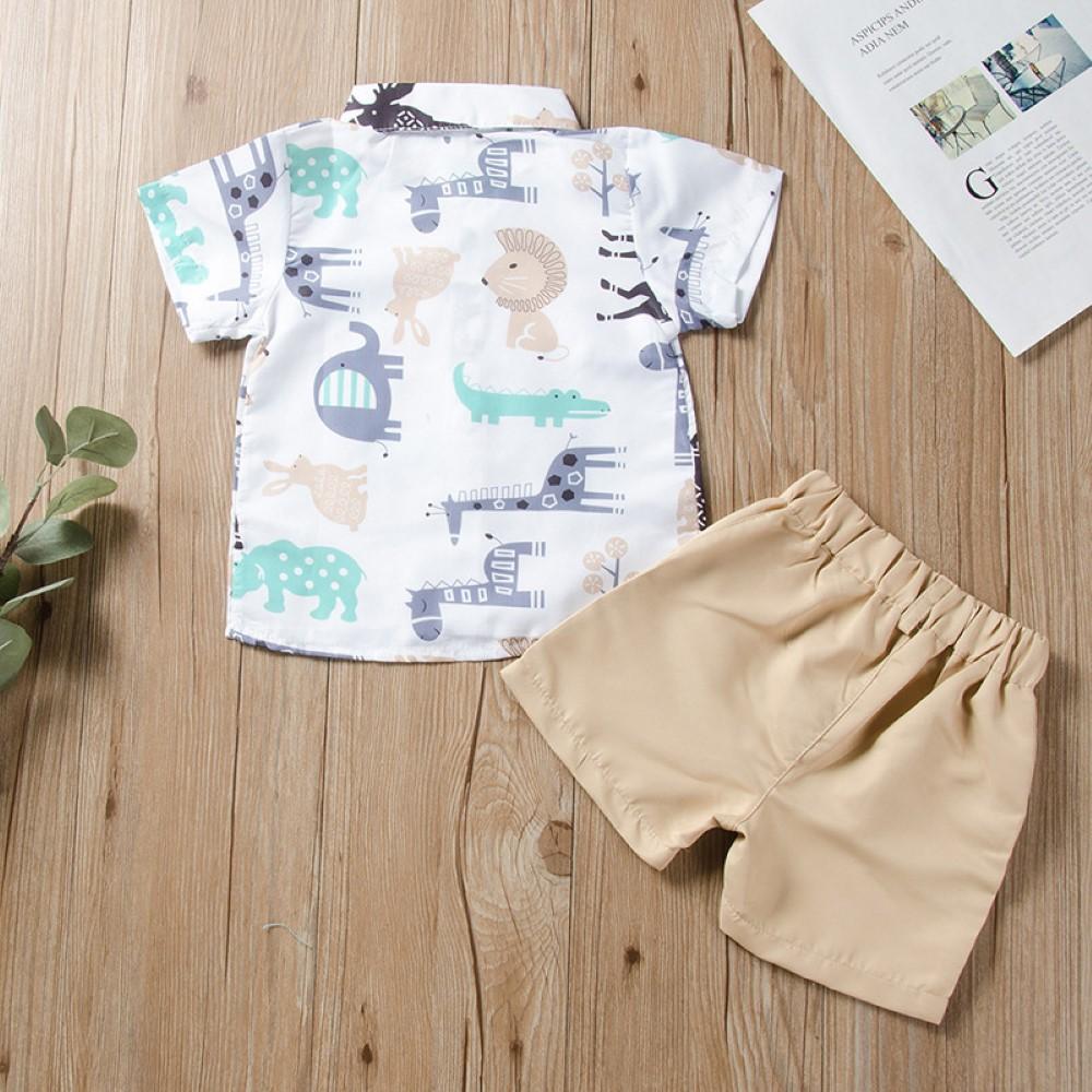 Boys Summer Boys' Short Sleeve Lapel Shirt & Shorts Boy Clothing Wholesale
