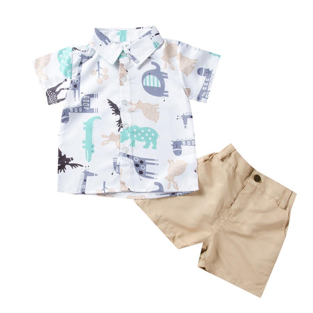 Boys Summer Boys' Short Sleeve Lapel Shirt & Shorts Boy Clothing Wholesale