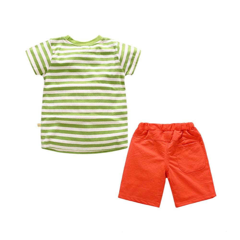 Summer Boys' Simple Striped Lettered T-shirt & Shorts Toddler Boy Sets
