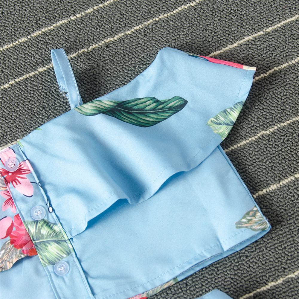 Summer Flower Printed Sling Top & Skirt Wholesale Boutique Clothing For Kids
