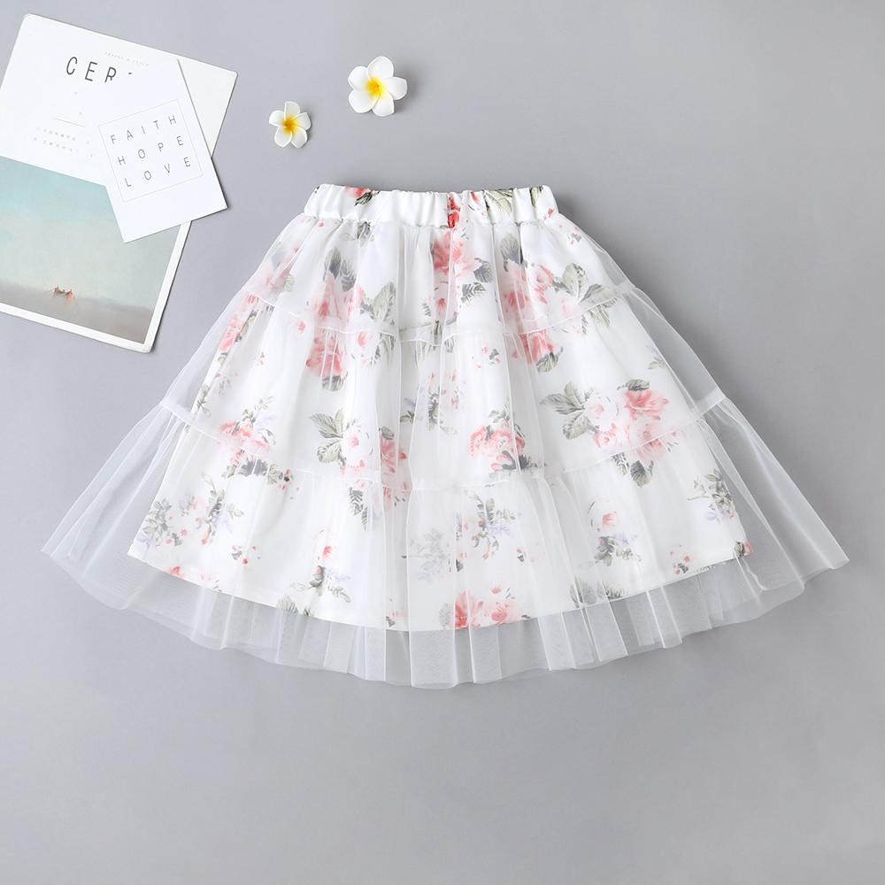 Summer New Girls Net Yarn Skirt Sweet Floral Fluffy Skirt Female Baby Casual Skirt Wholesale Baby Girl Clothes