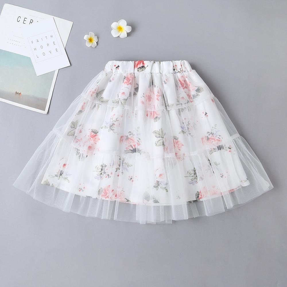 Summer New Girls Net Yarn Skirt Sweet Floral Fluffy Skirt Female Baby Casual Skirt Wholesale Baby Girl Clothes