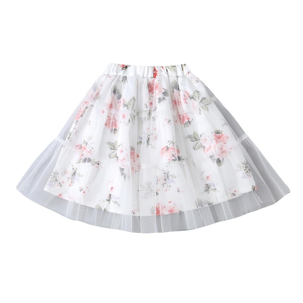 Summer New Girls Net Yarn Skirt Sweet Floral Fluffy Skirt Female Baby Casual Skirt Wholesale Baby Girl Clothes