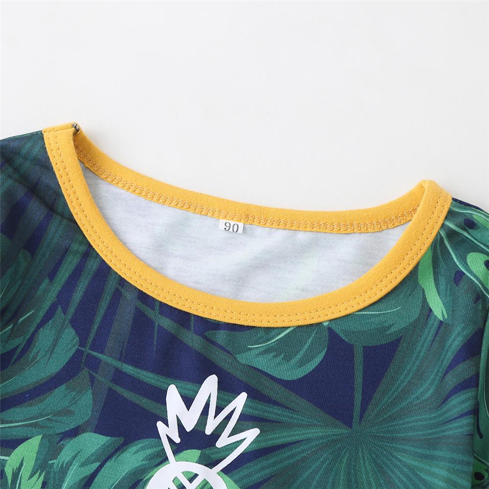 Boys Summer Party Plant Printed Short Sleeve Top & Yellow Shorts Boy Boutique Clothing Wholesale