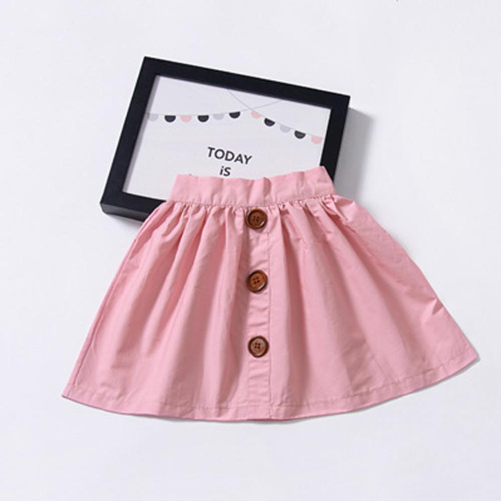 Girls Summer Solid Color Button Skirt Trendy Kids Wholesale Clothing