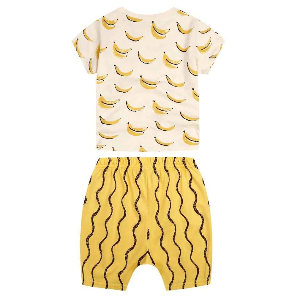 Boys Summer Boys' Banana Print Short Sleeve & Shorts Boy Boutique Clothing Wholesale