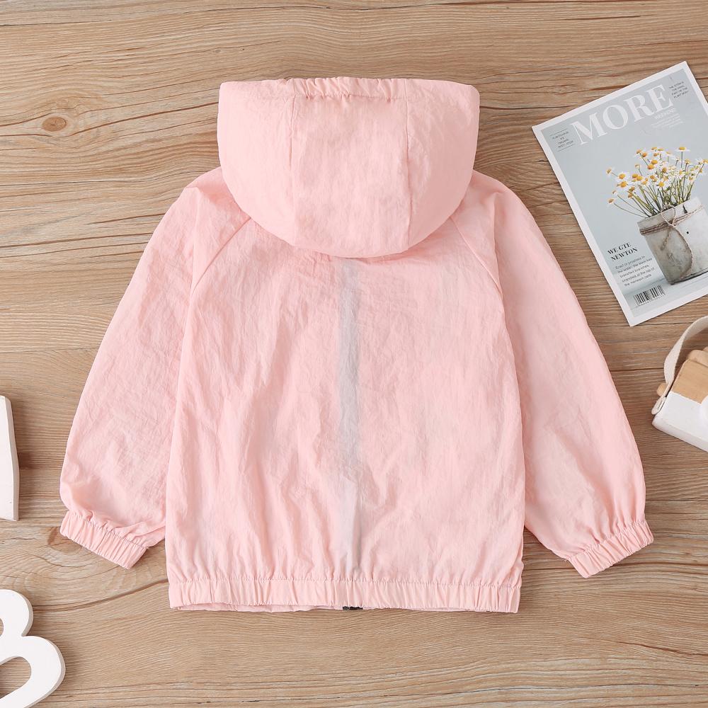 Girls Sun Protection Hooded Long Sleeve Zipper Jacket Girls Clothes Wholesale