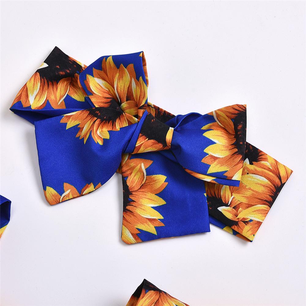 Baby Girls Sunflower Printed Ruffled Tie Up Romper & Headband Baby Boutique Clothing Wholesale