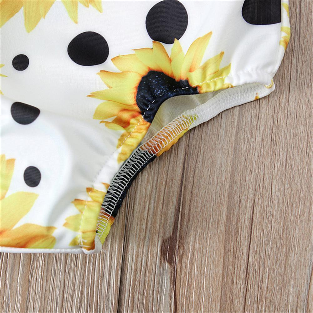 Girls Sunflower Printed Sling Swimwear Toddler One Piece Swimsuit