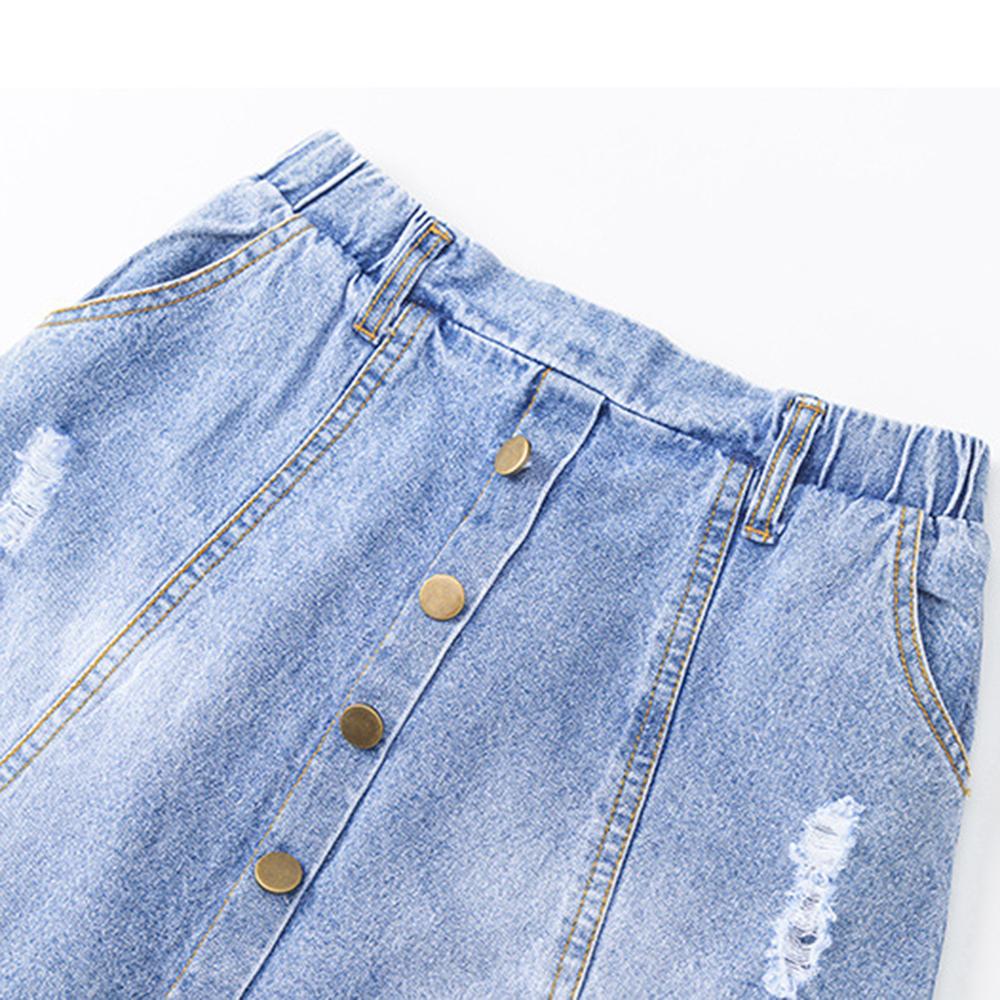 Girls Tassel Button Pocket Ripped Denim Skirt Wholesale Boutique Girl Clothing