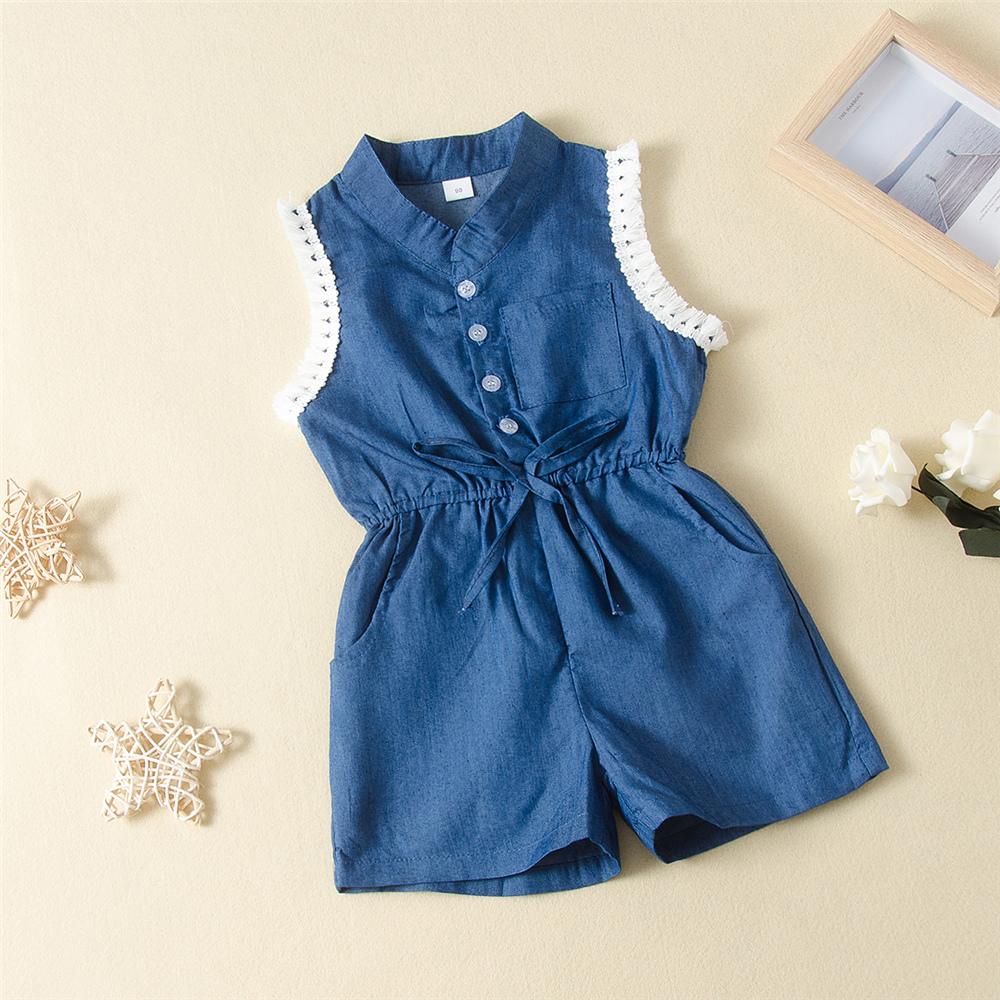 Girls Tassel Sleeveless Pocket Jumpsuit Trendy Kids Wholesale Clothing