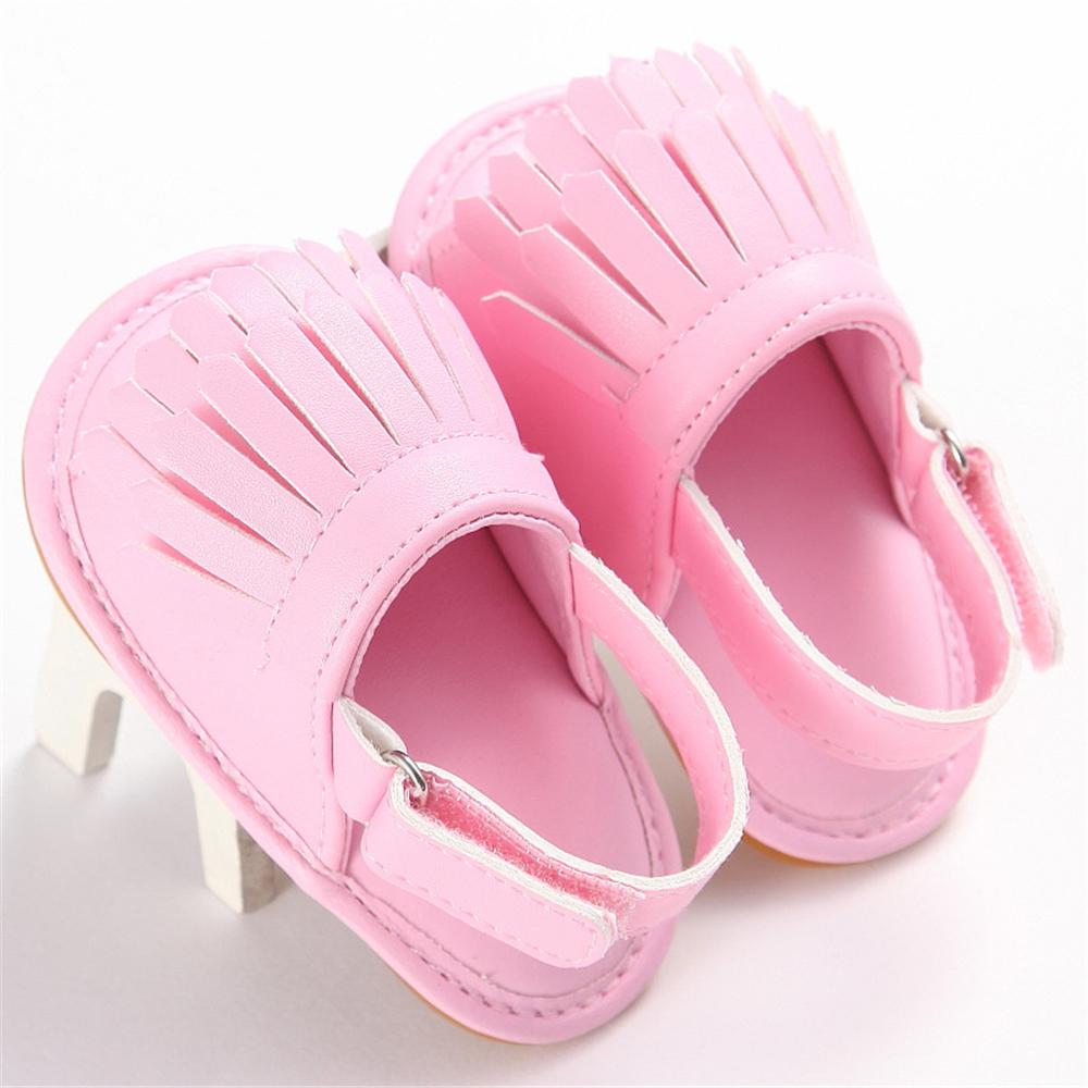 Baby Unisex Tassel Solid Magic Tape Open Toe Sandals Wholesale Baby Shoes Suppliers
