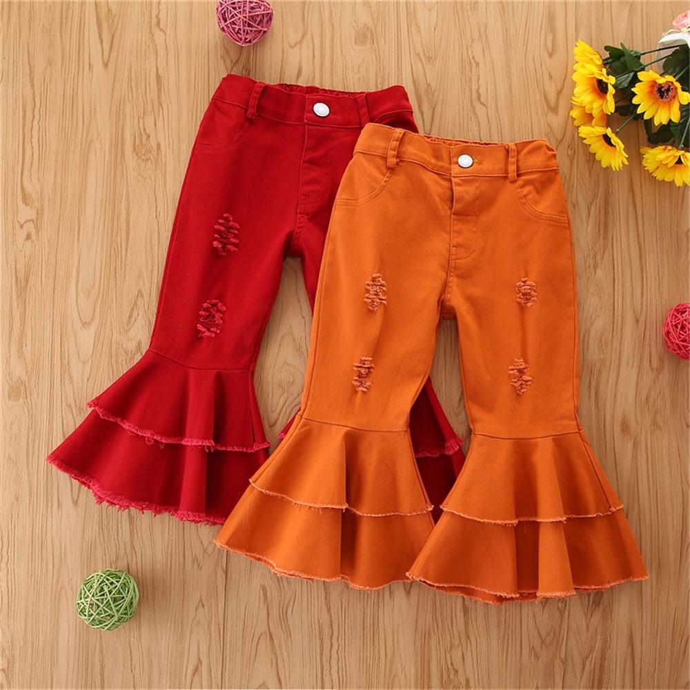 Girls Tassel Wig Leg Pocket Flared Jeans Baby Girl Boutique Clothing Wholesale