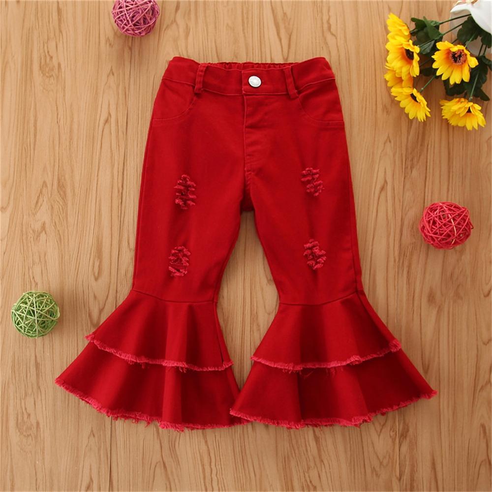 Girls Tassel Wig Leg Pocket Flared Jeans Baby Girl Boutique Clothing Wholesale