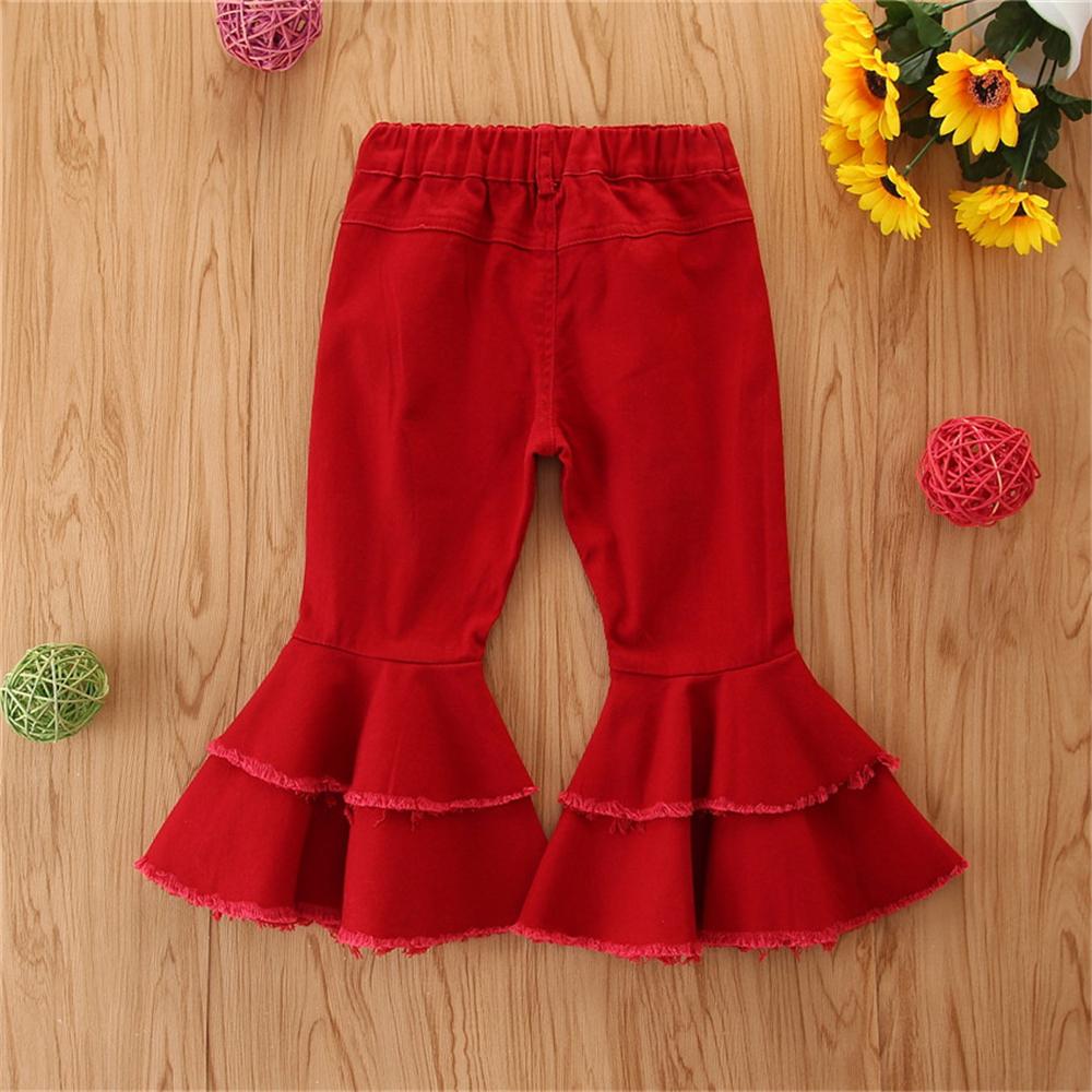 Girls Tassel Wig Leg Pocket Flared Jeans Baby Girl Boutique Clothing Wholesale