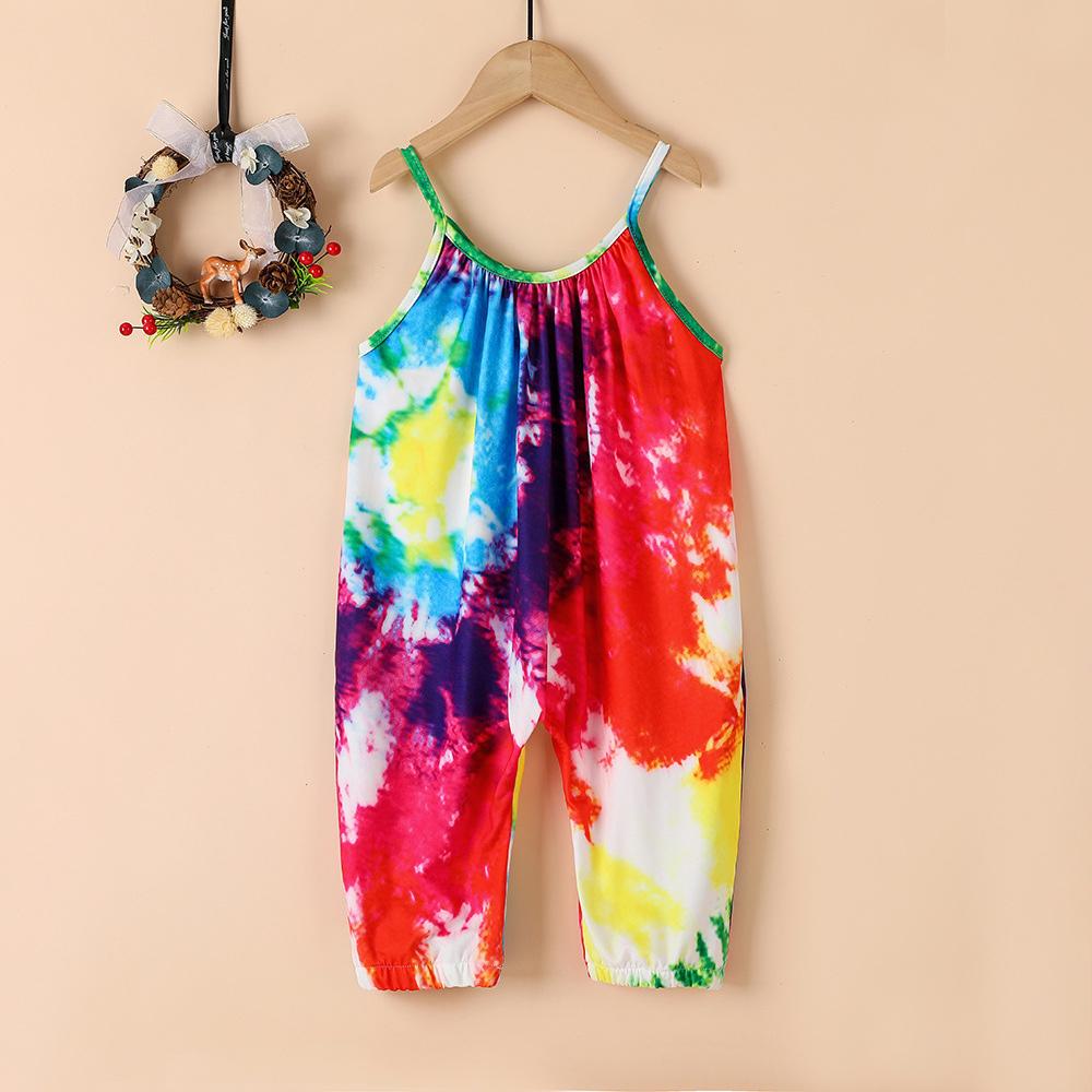 Girls Tie Dye Fashion Suspender Jumpsuit quality children's clothing wholesale