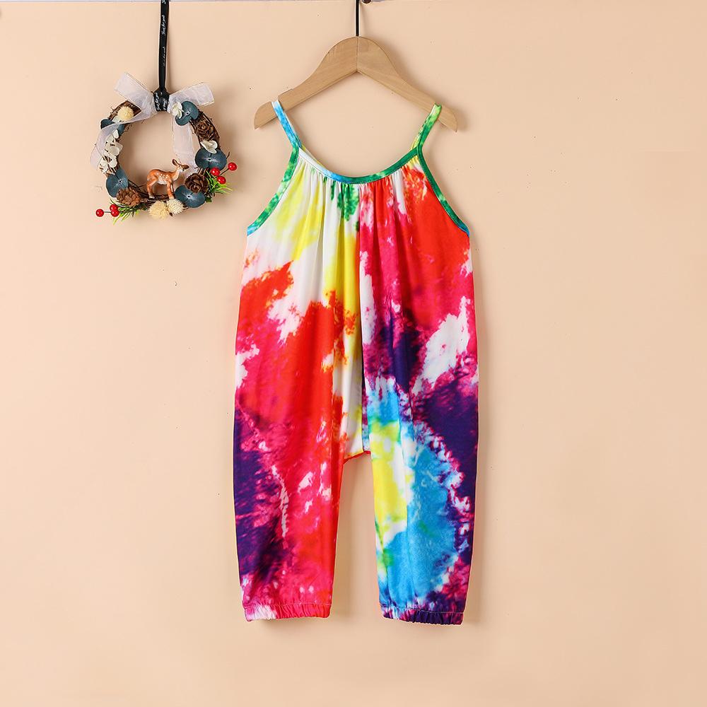 Girls Tie Dye Fashion Suspender Jumpsuit quality children's clothing wholesale