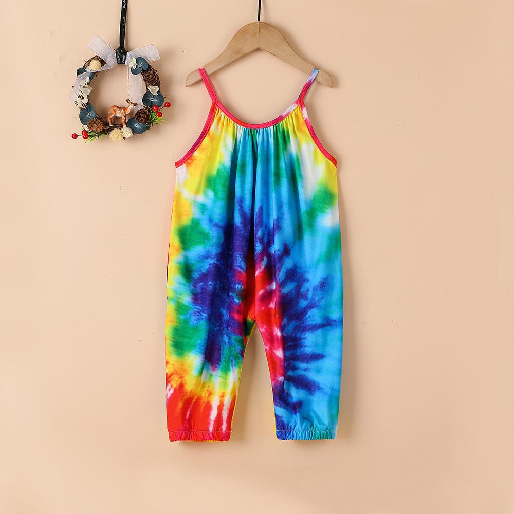 Girls Tie Dye Fashion Suspender Jumpsuit quality children's clothing wholesale