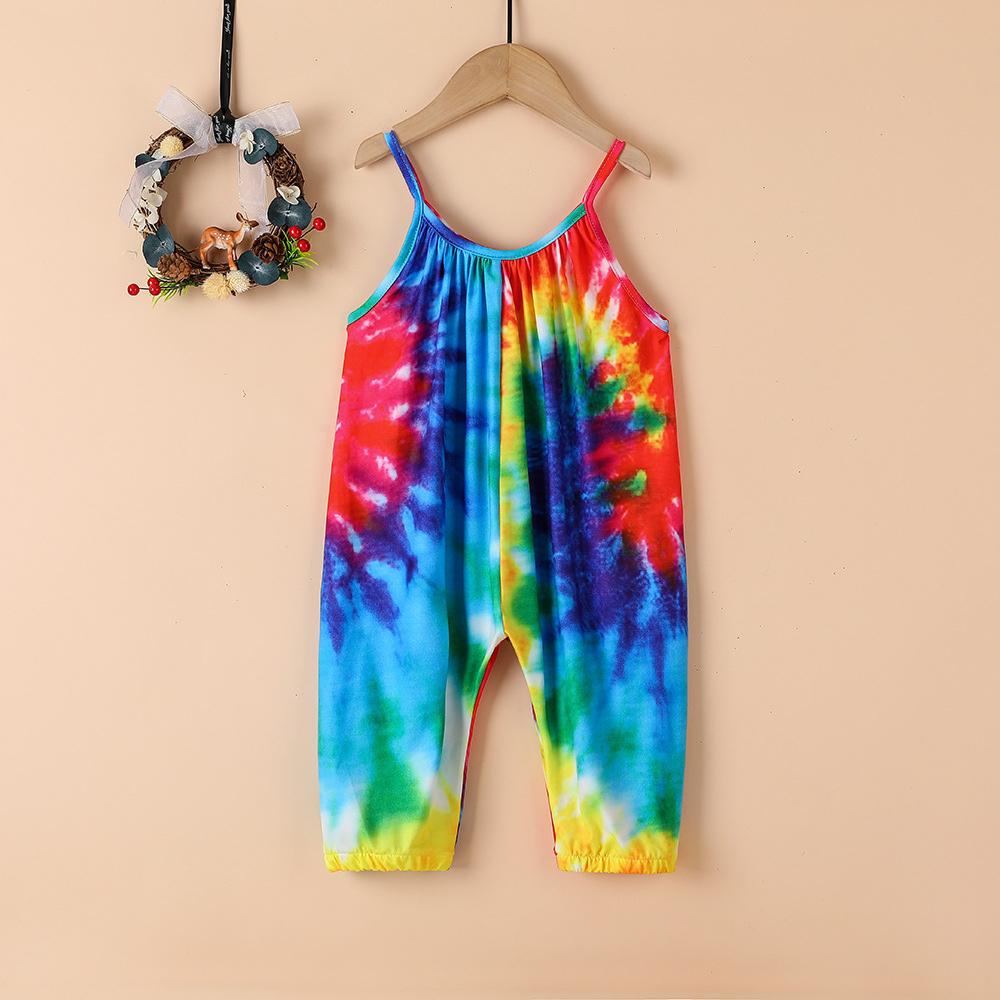 Girls Tie Dye Fashion Suspender Jumpsuit quality children's clothing wholesale