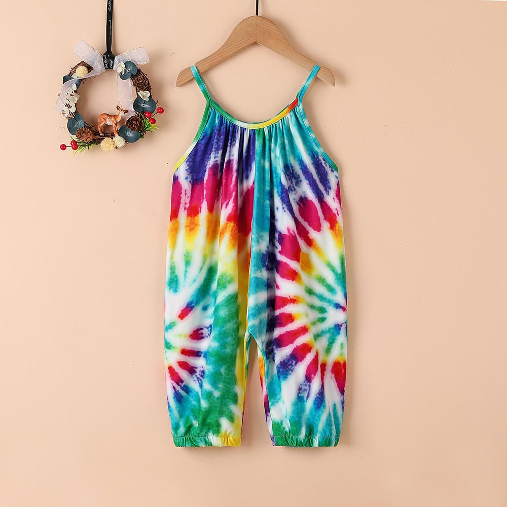 Girls Tie Dye Fashion Suspender Jumpsuit quality children's clothing wholesale