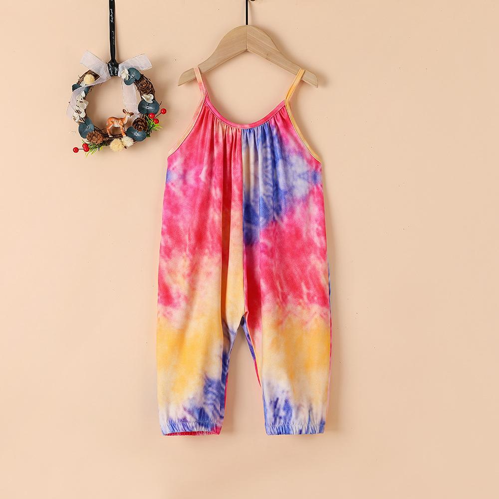 Girls Tie Dye Fashion Suspender Jumpsuit quality children's clothing wholesale