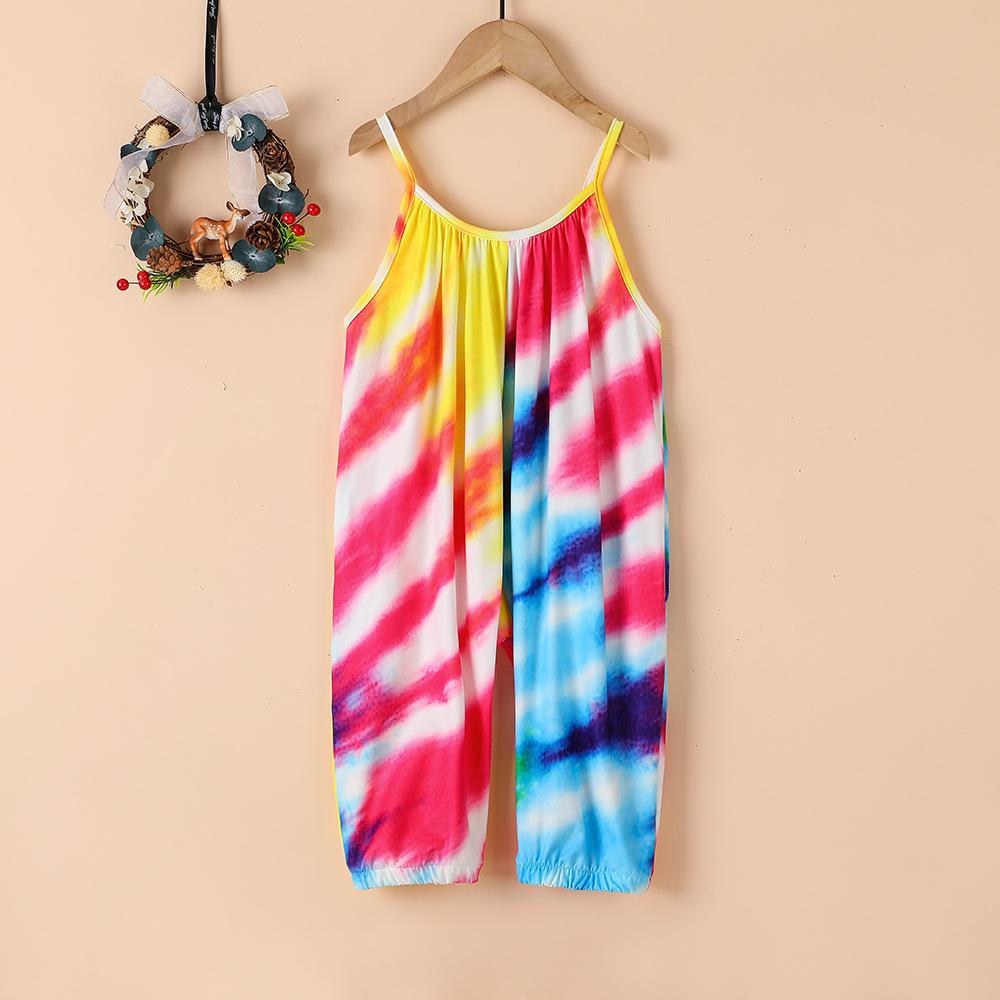 Girls Tie Dye Fashion Suspender Jumpsuit quality children's clothing wholesale