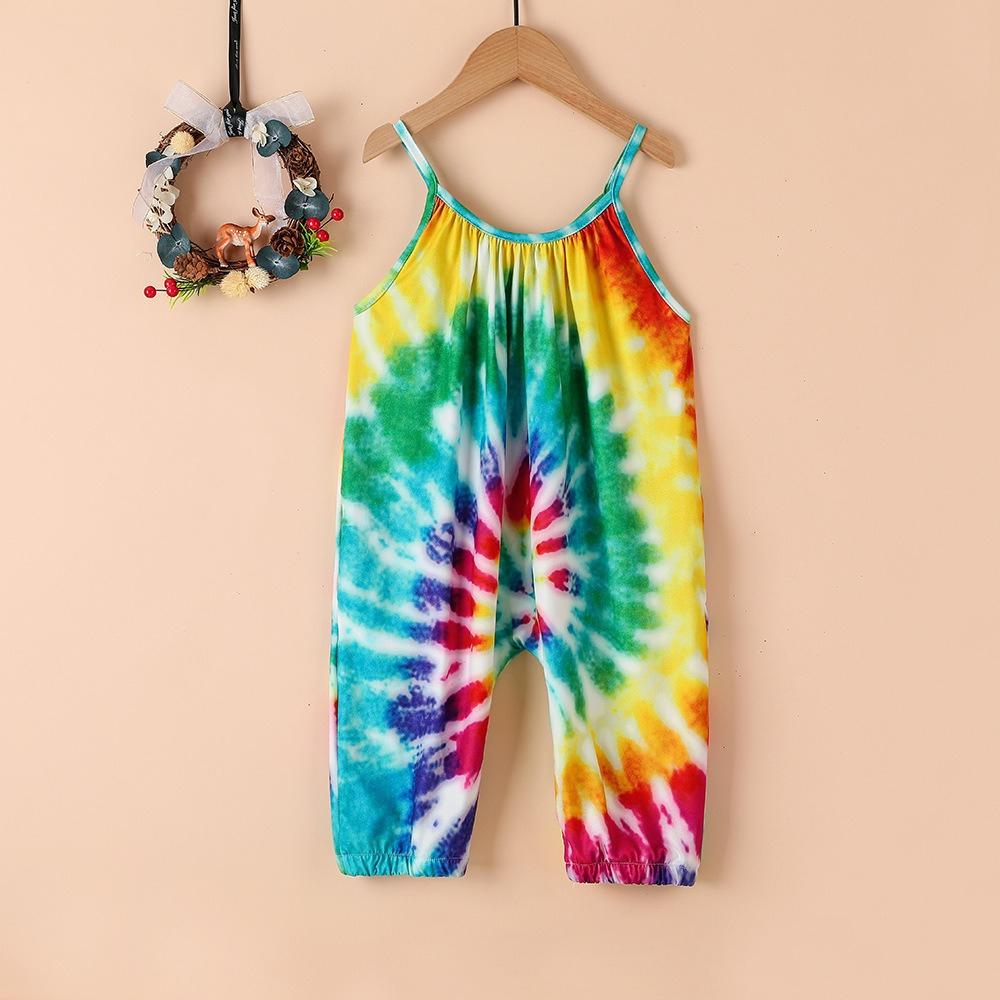 Girls Tie Dye Fashion Suspender Jumpsuit quality children's clothing wholesale