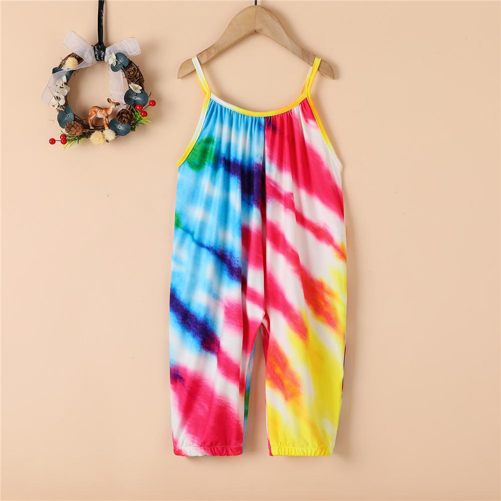 Girls Tie Dye Fashion Suspender Jumpsuit quality children's clothing wholesale