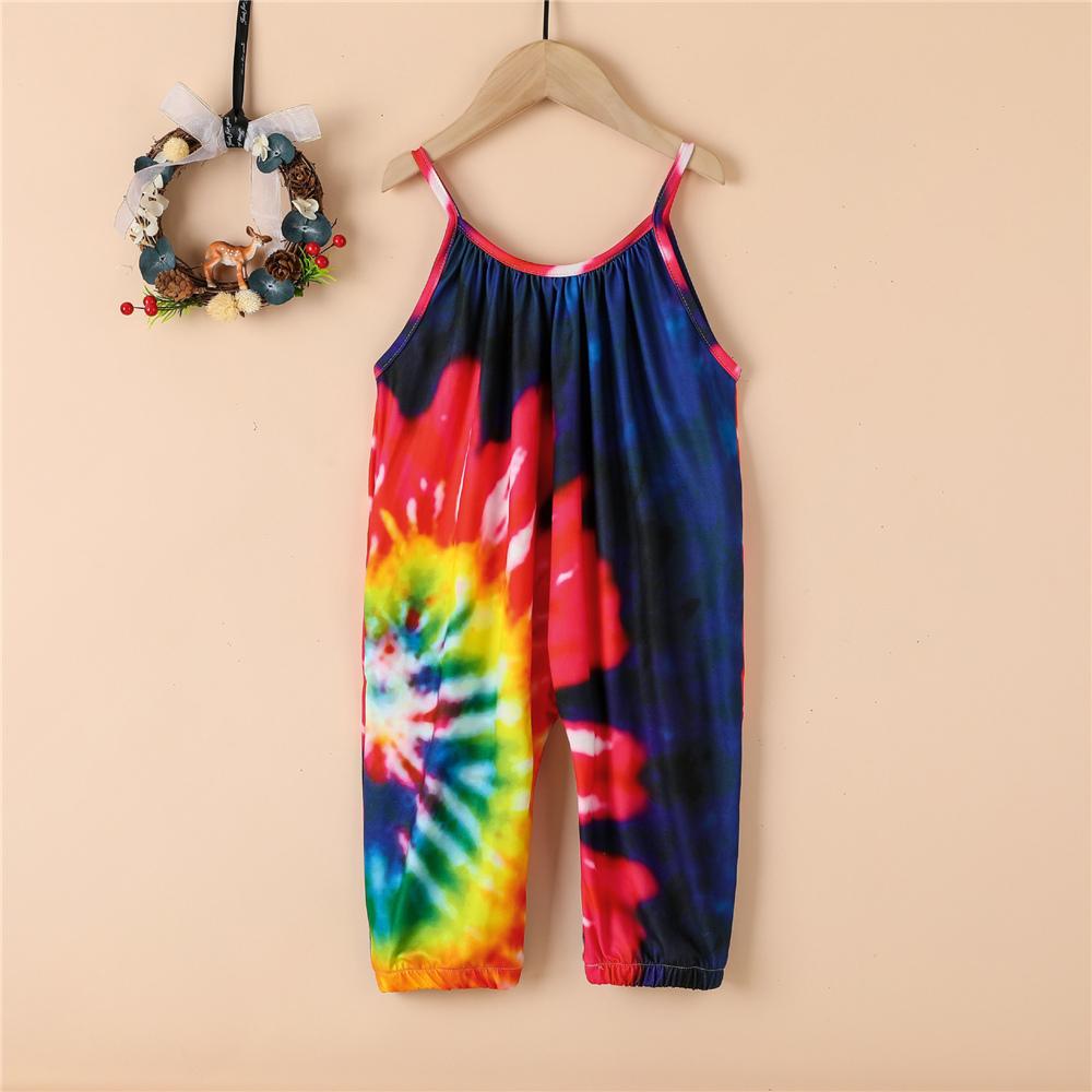 Girls Tie Dye Fashion Suspender Jumpsuit quality children's clothing wholesale