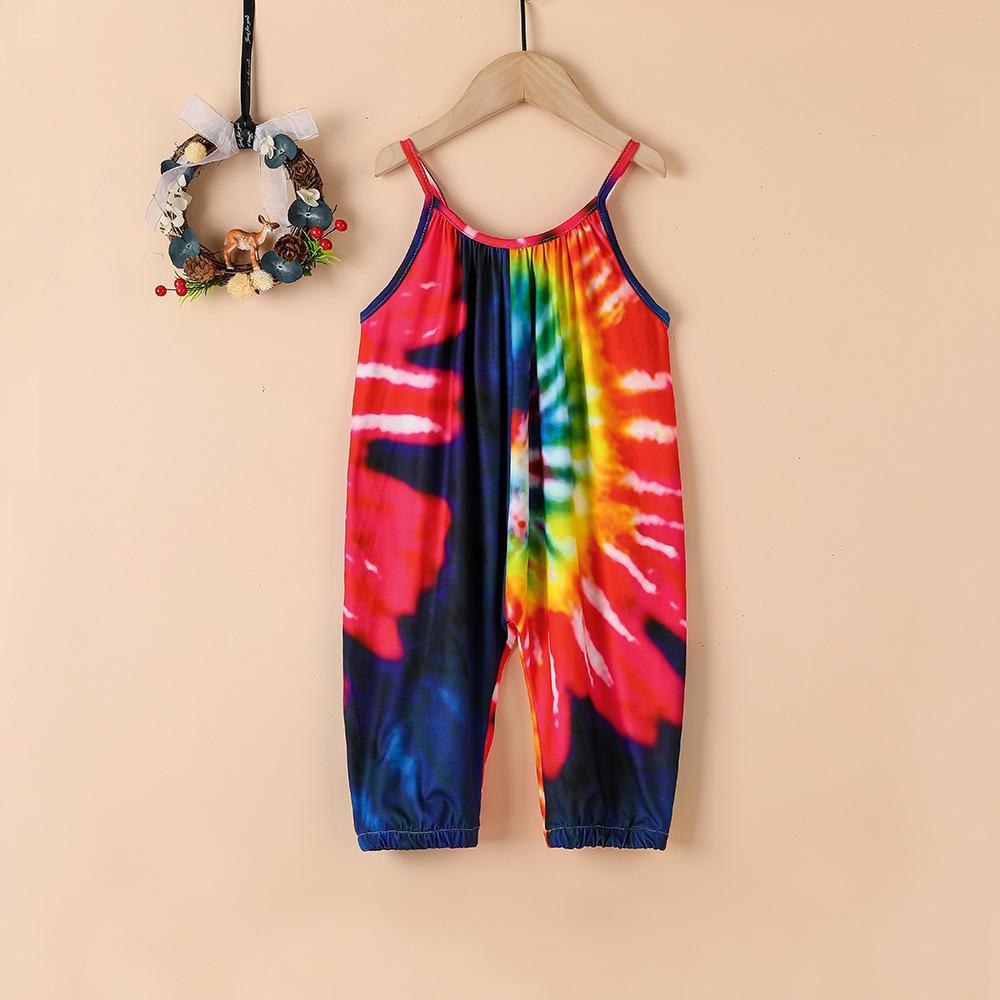 Girls Tie Dye Fashion Suspender Jumpsuit quality children's clothing wholesale