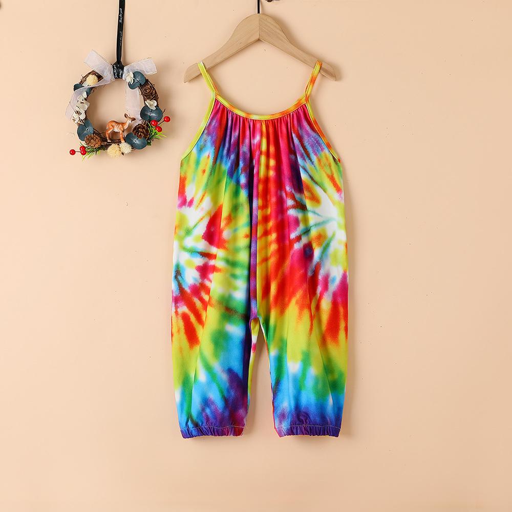 Girls Tie Dye Fashion Suspender Jumpsuit quality children's clothing wholesale