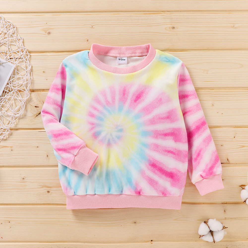 Girls Tie Dye Long Sleeve Fashion Top wholesale kids clothing